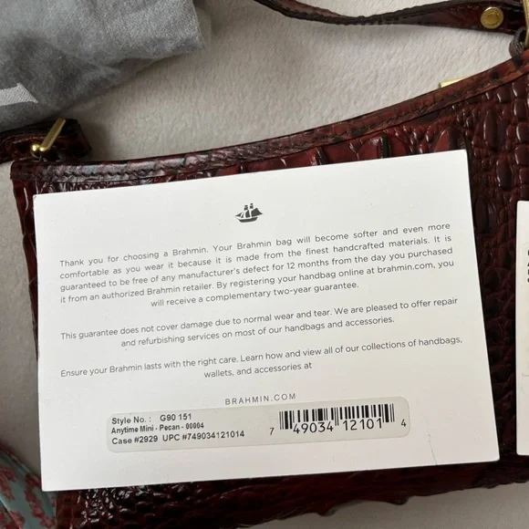 Brahmin Mini Pecan Melbourne Crocodile Handbag - Picture 15 of 16